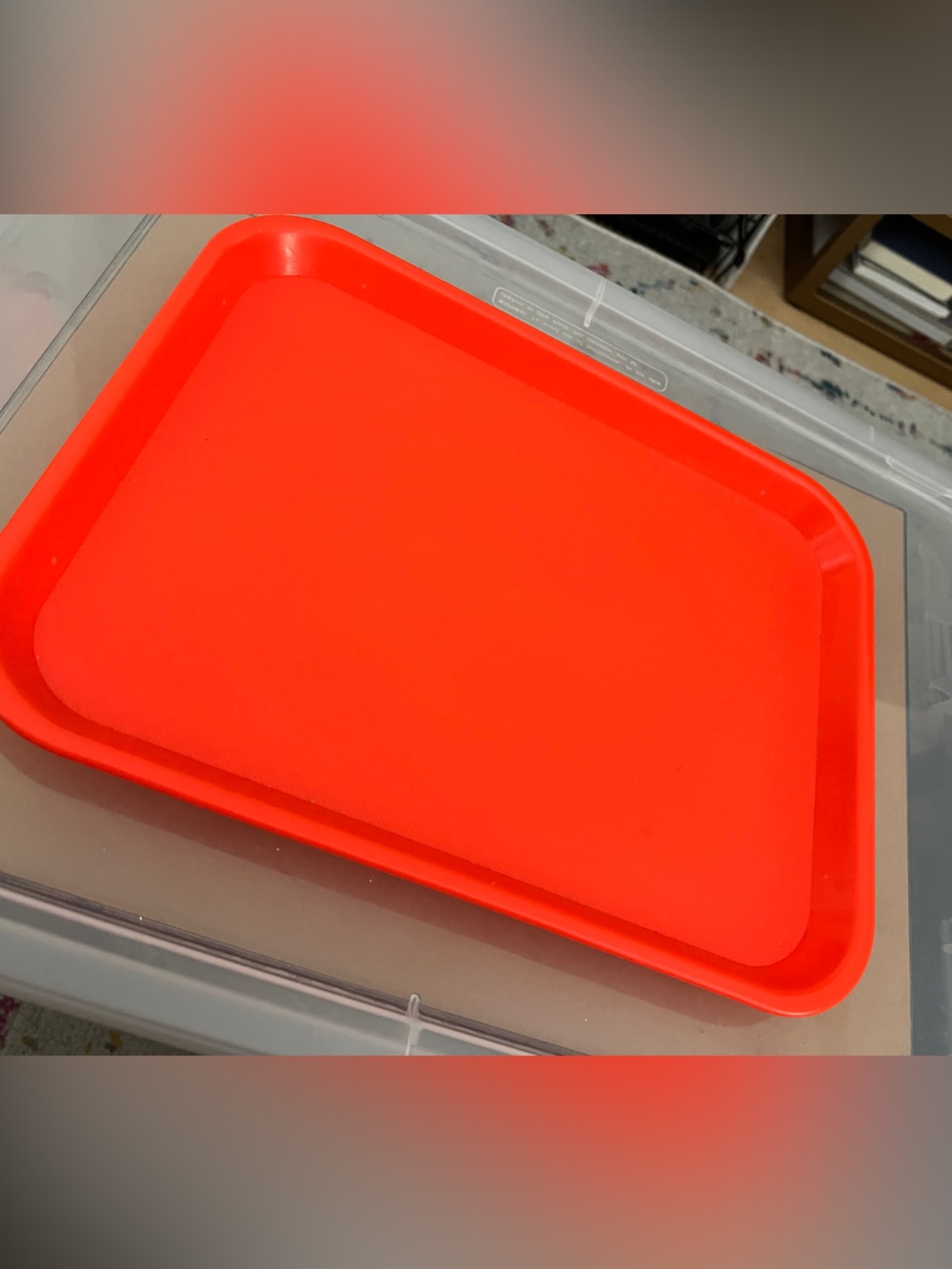 Vintage-Style Orange Plastic Fast Food Serving Tray - Textured  10.75” x 13.75”